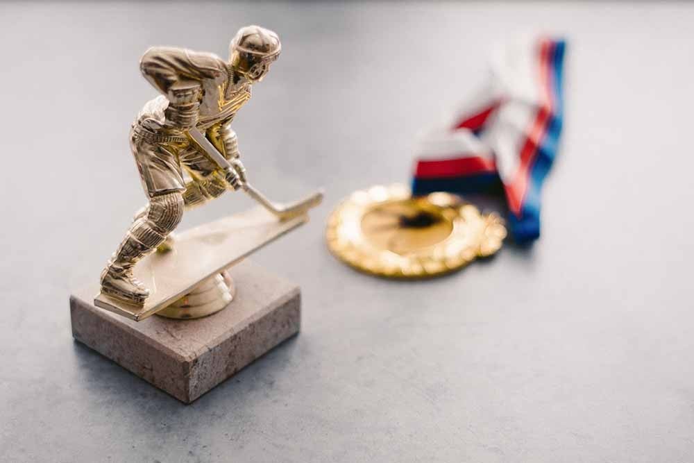 Trophée et médaille de hockey