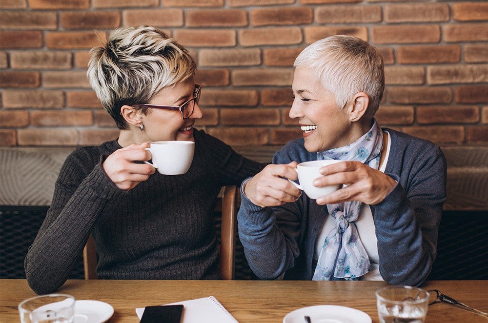 Two women having coffee