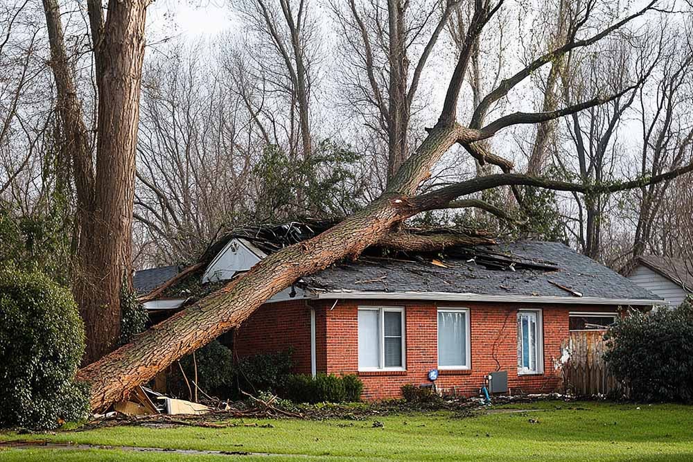 Arbre tomb├⌐ sur une maison