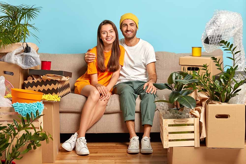 Couple moving into their apartment
