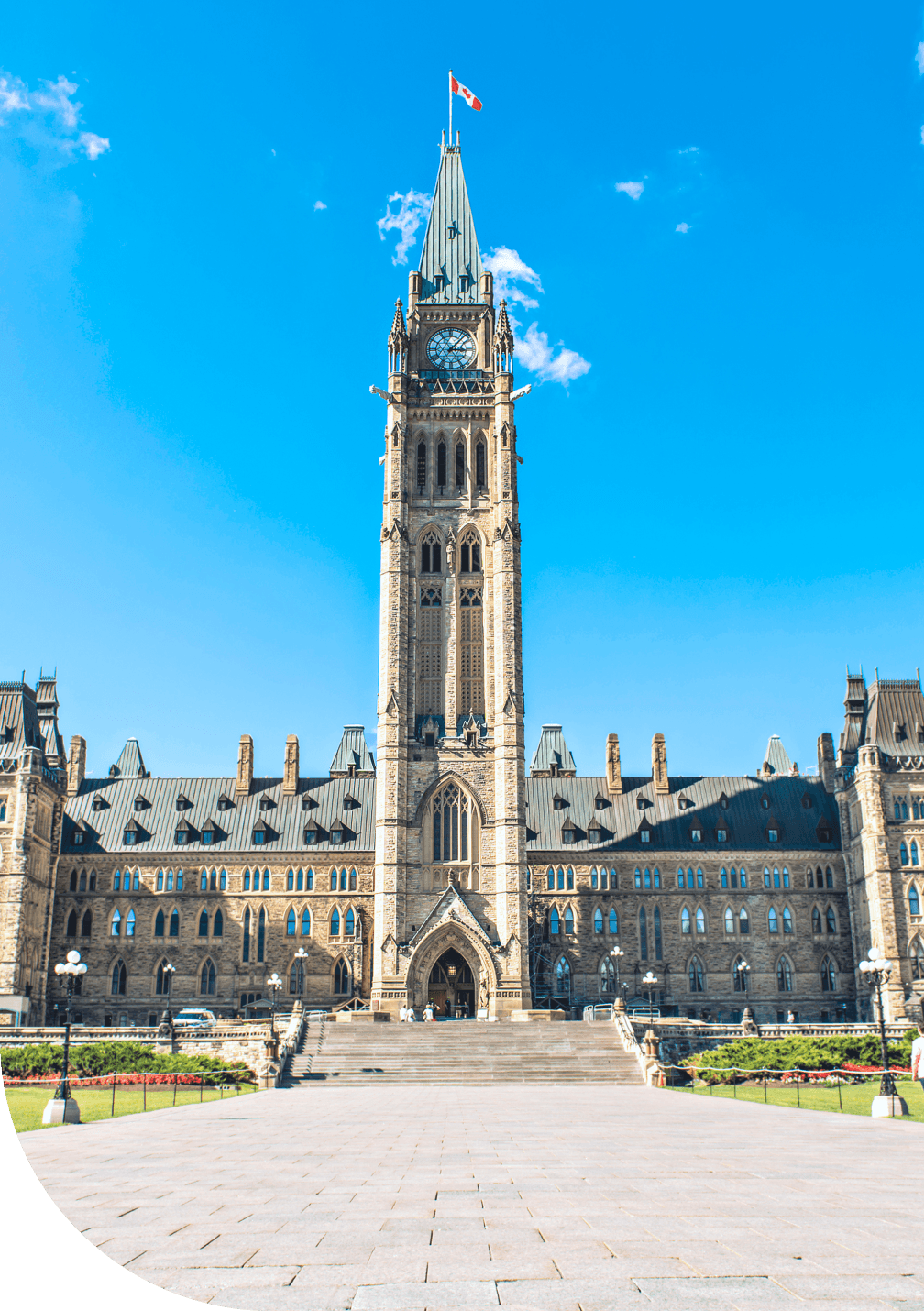 Center Block and the Peace Tower in Parliament Hill at Ottawa in Canada.