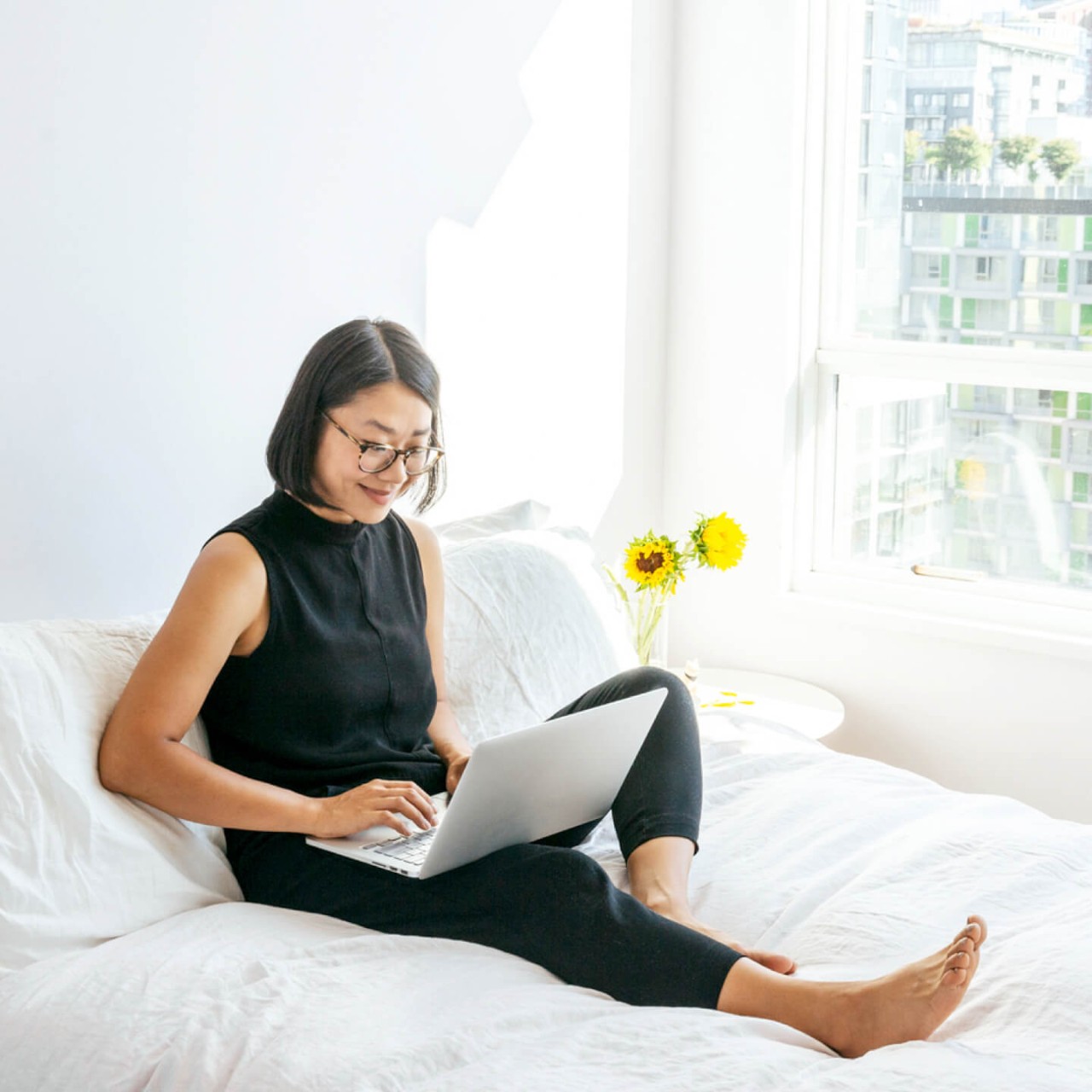 Woman buying insurance online