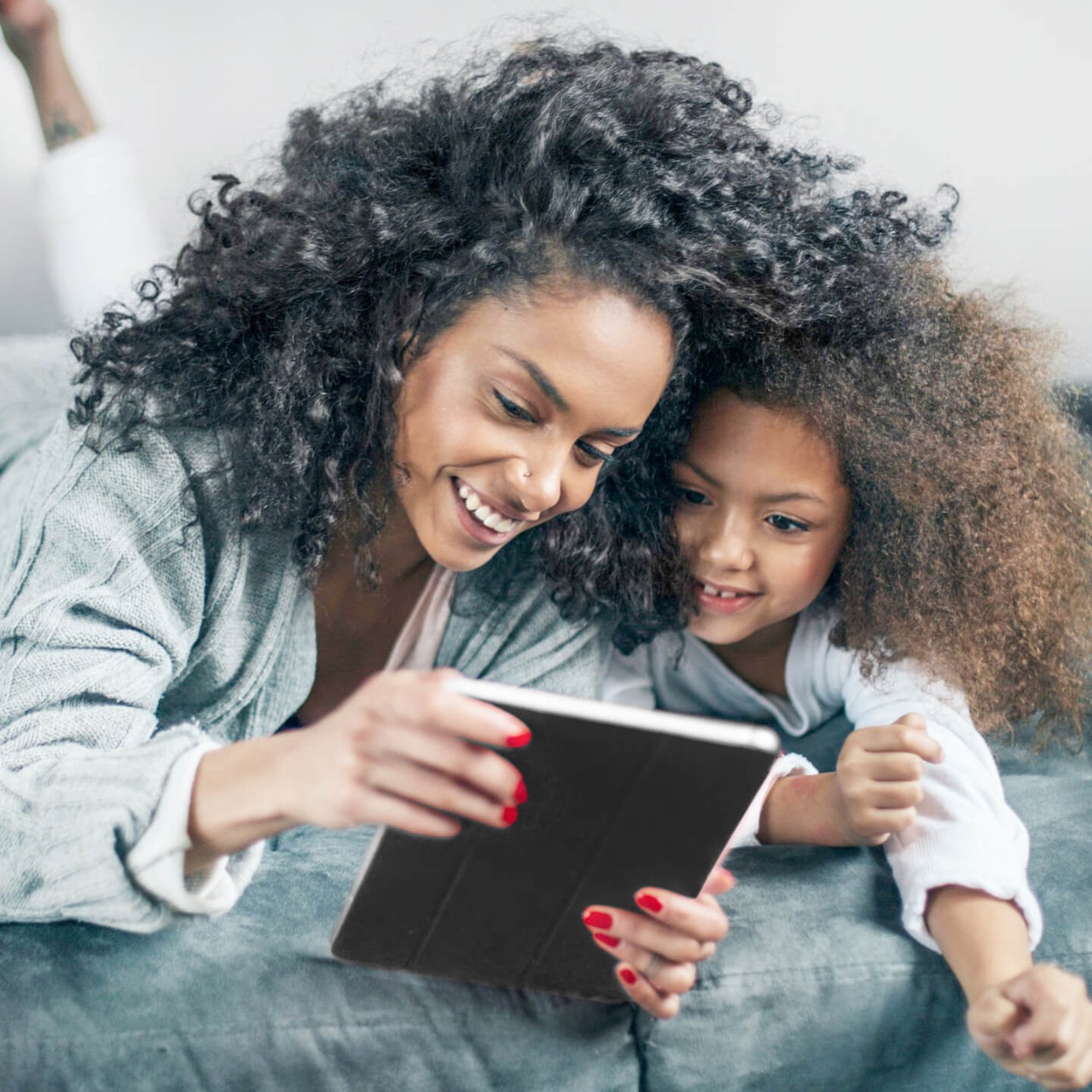 Happy mother and daughter