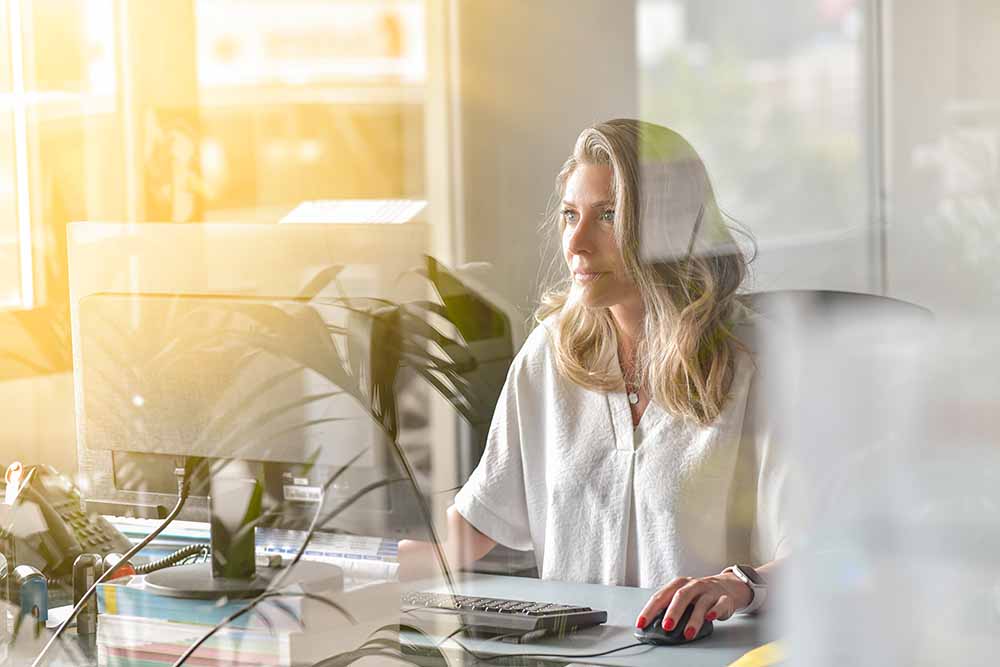 Female accountant working at an office desk